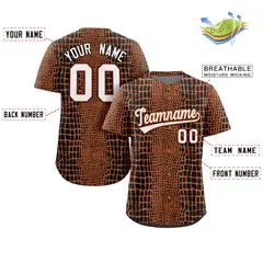 Black-Orange Crocodile Graffiti Pattern Baseball Jersey 2