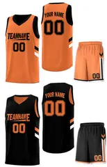 Black Orange Double Side Sets Sportswear Basketball Jersey 3