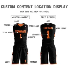 Black Orange Double Side Sets Sportswear Basketball Jersey 4