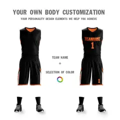 Black Orange Double Side Sets Sportswear Basketball Jersey 5