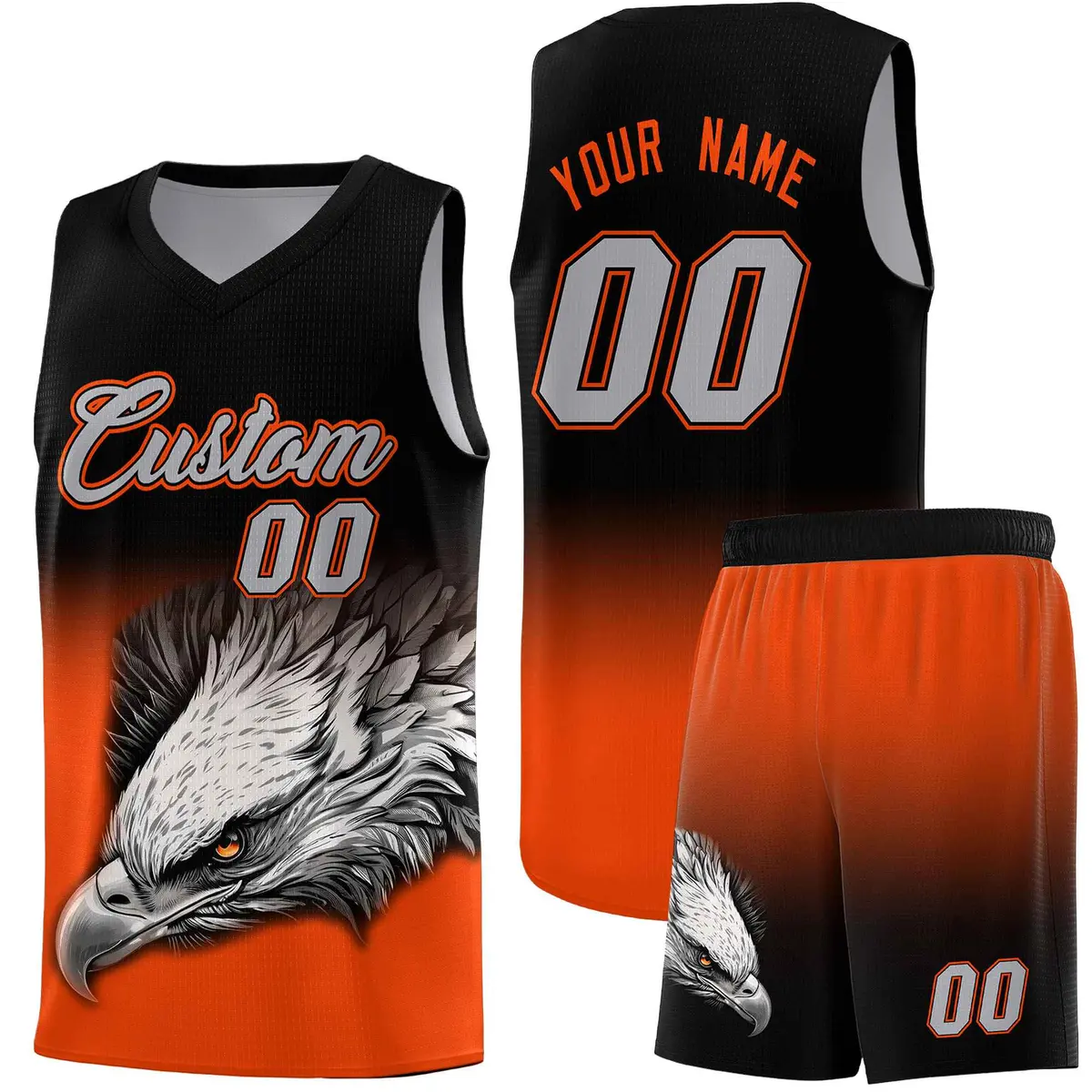 Black Orange Eagle Graffiti Pattern Basketball Jersey