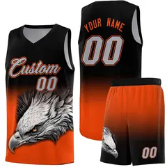 Black Orange Eagle Graffiti Pattern Basketball Jersey