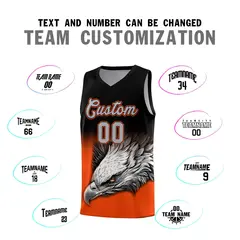 Black Orange Eagle Graffiti Pattern Basketball Jersey 2