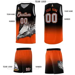 Black Orange Eagle Graffiti Pattern Basketball Jersey 3
