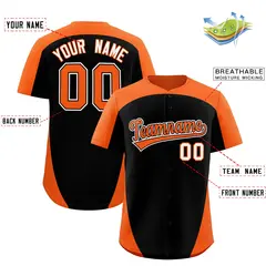Black Orange Edge Color Block Authentic Baseball Jersey 2
