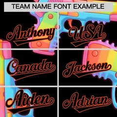 Black Orange Firepower Graffiti Baseball Jersey 5