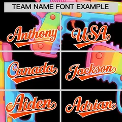 Black Orange Firepower Graffiti Quick Dry Baseball Jersey 5