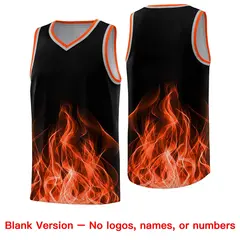 Black Orange Flame Graffiti Pattern Basketball Jersey 6