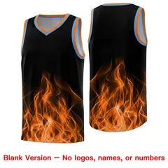 Black Orange Flame Graffiti Sublimation Printed Basketball Jersey 6