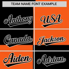 Black Orange Four Squares Color Block Full-Snap Varsity Letterman Jacket Hoodie 5