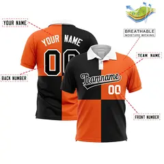 Black Orange Four Squares Performance Polo Shirt 2