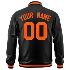 Black Orange Full-Zip Letterman Varsity Bomber Jacket 4