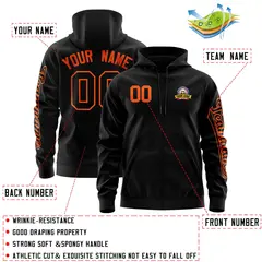 Black Orange Full-Zip Varsity Letterman Jacket Hoodie 4