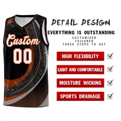 Black Orange Galaxy Graffiti Basketball Jersey 4