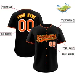 Black Orange Gold Classic Style Sports Baseball Jersey 2