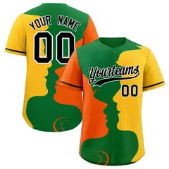 Black Orange Gold Couple Silhouettes Valentine's Baseball Jersey 1