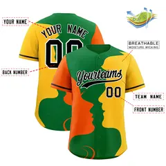 Black Orange Gold Couple Silhouettes Valentine's Baseball Jersey 3