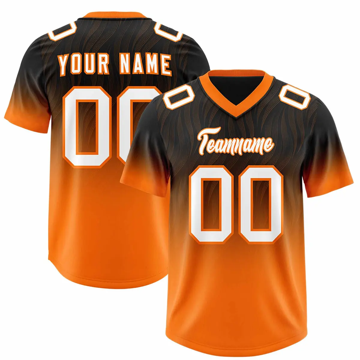 Black Orange Gradient Authentic Outdoor Football Jersey