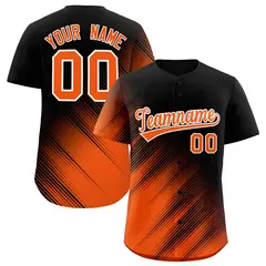 Black Orange Gradient Diagonal Stripe Baseball Jersey