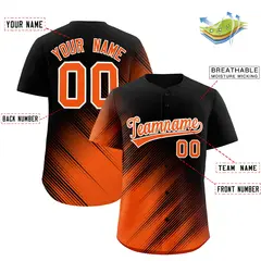 Black Orange Gradient Diagonal Stripe Baseball Jersey 2