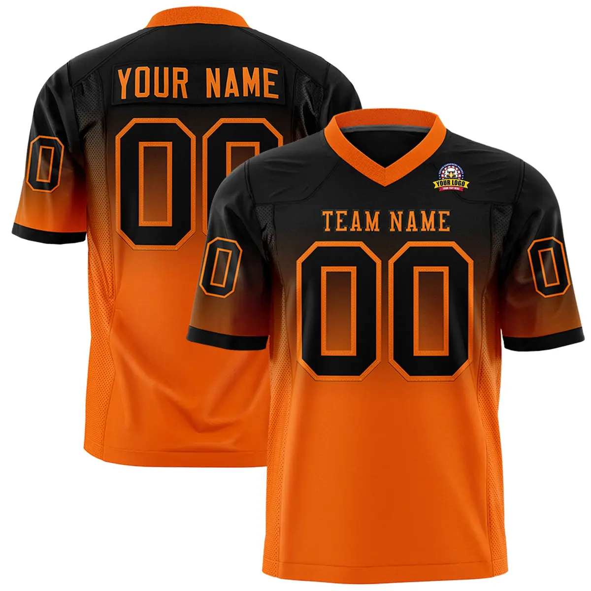 Black Orange Gradient Fashion Authentic Football Jersey