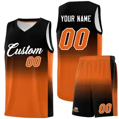 Black Orange Gradient Fashion Sets Basketball Jersey