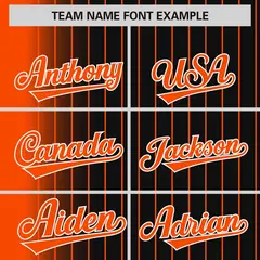 Black Orange Gradient Pinstripe Full-Snap Letterman Jacket 3