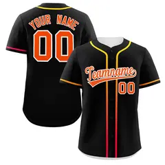 Black Orange Gradient Ribbed Authentic Baseball Jersey 1