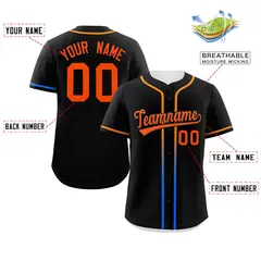 Black Orange Gradient Ribbed Authentic Baseball Jersey 2