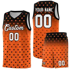 Black Orange Gradient Star Pattern Basketball Jersey Sets