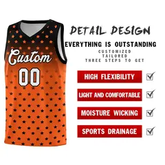 Black Orange Gradient Star Pattern Basketball Jersey Sets 2