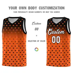 Black Orange Gradient Star Pattern Basketball Jersey Sets 3