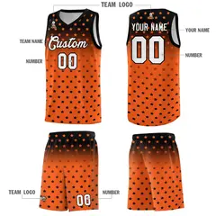 Black Orange Gradient Star Pattern Basketball Jersey Sets 5