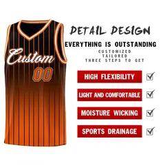 Black Orange Gradient Stripe Fashion Basketball Jersey 2