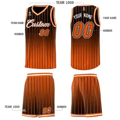 Black Orange Gradient Stripe Fashion Basketball Jersey 5