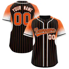 Black Orange Gradient Stripe Fashion Sleeves Baseball Jersey