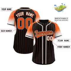 Black Orange Gradient Stripe Fashion Sleeves Baseball Jersey 2