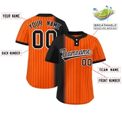 Black Orange Gradient Stripe Two-Button Softball Jersey 2