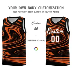 Black Orange Graffiti Fluids Basketball Uniform Jersey Sets 3
