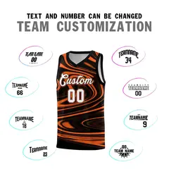 Black Orange Graffiti Fluids Basketball Uniform Jersey Sets 4