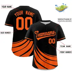Black Orange Graffiti Wind Mark Pattern Baseball Jersey 2