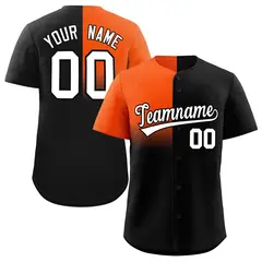Black Orange Half Gradient Authentic Baseball Jersey