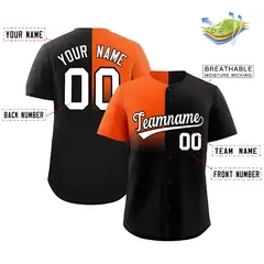 Black Orange Half Gradient Authentic Baseball Jersey 2