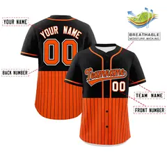 Black Orange Half Stripe Authentic Baseball Jersey 2