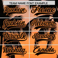 Black Orange Hawaiian Graffiti Palm Tree Baseball Jersey 3