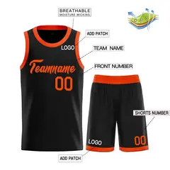 Black Orange Heal Classic Basketball Jersey Sets 3