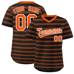 Black Orange Horizontal Stripe Pullover Baseball Jersey