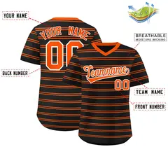 Black Orange Horizontal Stripe Pullover Baseball Jersey 2