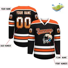 Black Orange Ice Cream Helmet Pattern Hockey Jersey 2