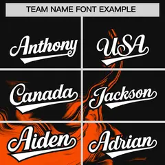 Black Orange Ink Pattern Authentic Baseball Jersey 3